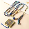 Colgante Thangka Pintado a Mano en Dorado y Oro Negro de Manjushri, Colgante Amuleto de Buda de las Ocho Deidades Guardianas, Accesorios Culturales y de Ocio al por Mayor para Mujeres y Hombres