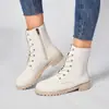 Novedad Otoño 2026 Talla Grande Cremallera Lateral Tacón Medio Tacón Cuadrado Botas tipo Martin Transfronterizas para Mujer, Moda Británica Puntera Redonda Botas de Mujer de Comercio Exterior