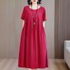 Vestido de verano de algodón y seda para mujeres de mediana edad y mayores, ropa holgada de talla grande para el hogar, camisón para madres jóvenes, ropa exterior