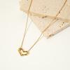 Collar Europeo y Americano Asimétrico con Recorte de Corazón Collar con Colgante en Forma de Corazón Acero Inoxidable Chapado en Oro de 18K Cadena Clavicular para Mujer Venta al por Mayor