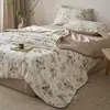 Colcha de Verano Estampada de Algodón y Lino Estilo Naturalista, Amigable con la Piel, Transpirable, Absorbe la Humedad, Suave, Cómoda, Sencilla, Colcha para Aire Acondicionado para Uso en Dormitorio.
