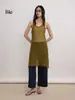 Vestido sin mangas de punto de lana suelta con dobladillo en línea A, textura y sensación de alta gama, con bordes de flecos calados
