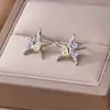 Pendientes de Estrella de Mar Transfronterizos Europeos y Americanos Más Vendidos Zirconia Microincrustada Moda de Nicho Elegantes con Estilo Joyería Simple Pendientes para Mujer