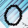 Pulseira de Pedra Olho de Gato 8mm com Design Degradê Bicolor Gelo-Transparente, Pulseira de Pedra Shoushan com Contas de Vidro, Joia Macia Que Envolve o Dedo