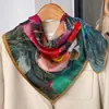 Bufanda de Imitación de Seda de Hangzhou de Lino para Mujer Primavera y Otoño Estilo Nacional Retro Estanque de Lotos 70 Cuadrado Bufanda China Bufanda Chal para Madre