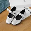 Zapatos Planos de Boca Baja Estilo Británico para Mujer con Lazo, Zapatos Mary Jane de Punta Cuadrada, Zapatos de Ballet para Mujer