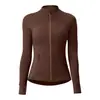Chaqueta de Yoga para Mujer 2024 Nuevo Estilo Tela No Transpirable Cremallera Dorada Chaqueta Deportiva para Exteriores Cuello Alto Chaqueta de Felpa Cepillada