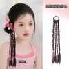 Peluca Infantil Trenza Pequeña Estilo Ballet para Mujer Cinta de Color Chica Popular Y2K Lazo Retorcido Doble Cola de Caballo Trenza Desordenada