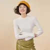 26 Suéter de Cashmere Costurado de Gola Alta Meia-Calça Outono/Inverno para Mulheres, Suéter Macio de Cashmere de Cabra Sem Costura, Camada Base de Tricô Cor Sólida
