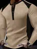Camiseta para Hombre Transfronteriza Nueva Amazon Waffle Cuello Alto Dos Tonos Botones Camisa Henley Casual Top de Manga Larga para Hombre