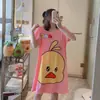 Pijama de verano para mujer de talla grande, diseño de dibujos animados lindo, para damas de talla grande, vestido camisón de seda de leche para el hogar, venta al por mayor