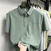 Camisa Polo Jin'an de Seda de Hielo con Cuello Solapa para Hombre 2026 Verano Nueva de Color Sólido Moda Casual Transpirable Camiseta de Manga Corta para Hombre
