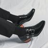Botas Masculinas de Salto Alto Europeias e Americanas Tamanho Grande Bico Fino Aumentado para Primavera e Outono de 2025 Tamanho 38-46 Sapatos Masculinos de Couro