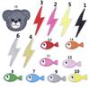 Spot relâmpago urso cabeça bordado capítulo bonito animal bordado adesivos de pano autoadesivo pequeno peixe bordado patch