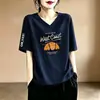 Camiseta de Verano de Manga Corta para Mujer, Camiseta Casual de Moda y Favorecedora, Top Versátil, Corte Holgado, Nuevo Estilo de Verano, Adelgazante