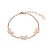 Tendência Europeia e Americana Pulseira de Aço Inoxidável com Corrente Lateral Borboleta em Ouro Rosa Totalmente Cravejada de Diamantes Pulseira Personalizada de Alto Padrão
