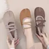 Zapatos de algodón para mujer, invierno 2026, versátiles, punta redonda, boca poco profunda, hebilla de moda, zapatos tipo mamá, casual, cómodos, resistentes al desgaste, ligeros