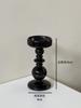 Portavelas de Vidrio Estilo Francés Ins Luz Navideña Nórdica Lujo Simple Hogar Negro Plata Madera Maciza Decoración Vintage Adornos
