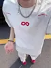 Camiseta de Manga Corta de Algodón Puro con Bordado de Letras Estilo Americano para Hombre, Top de Verano de Calle de Cuello Redondo, Versátil Casual Ins