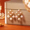 Pendientes de Cubo de Azúcar Perlado de Lujo Ligero con Circonita Aguja de Plata Moda de Alta Gama Elegantes Pendientes de Borla Joyería Estilo Celebridad