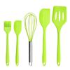 Juego de 5 piezas de utensilios de cocina de silicona al por mayor Utensilios para hornear Espátula de silicona con fugas Rascador Cepillo Batidor de huevos Juego de utensilios de cocina de silicona