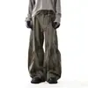 Mono de Marca Retro Moderno con Diseño Plisado y Teñido Sucio para Hombre y Mujer Street Americano Nicho Holgado Casual Pantalones Usados