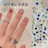 K9 Diamante de Corazón Joyería para Uñas Arte de Uñas de Alta Calidad Brillante Forma Especial de Fondo Plano Invertido Diamante Plata Blanco Luz Azul Lago Corazón de Melocotón Diamante para Uñas Joyería