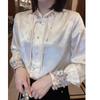 Camisa Jacquard de Moda Estilo Nacional Botón Estilo Chino Transfronterizo para Mujer 2024 Primavera y Otoño Nuevo Nicho Elegante Cuello Vertical Alta Tendencia