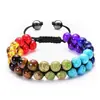Piedra Ojo de Tigre, Ojo de Gato, Turquesa, Obsidiana con Patrón Rojo, Pulsera Fantasma Verde, Pulsera Tejida de Piedra Natural para Hombres y Mujeres