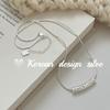 Collar minimalista de plata de ley S925 con diseño de estilo coreano y patrón de martillo irregular, cadena versátil para clavícula para mujer.