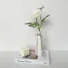 Rama única 2 cabezas flor de loto rocío flor simulación flor peonía marina botón de oro sentido avanzado decoración del hogar boda Lulian terminado boda
