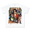 Camiseta Estampada Retro Americana de Bruno Mars Manga Corta Cuello Redondo Sudadera con Capucha Algodón 250g