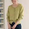 Cárdigan de punto verde de manga larga estilo coreano suave para mujer, diseño de principios de otoño, abrigo suéter de nicho 10128