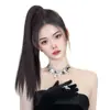 Peluca para Mujer con Clip de Cabello Largo Recto, Cabello Artificial Diario, Cola de Caballo Recta Estilo Coreano Universal, Alta y Baja, Trenzas sin Costuras