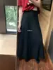 Saia maxi de malha plissada, cintura alta, modeladora, para mulheres, novo estilo coreano outono/inverno 2026, saia evasê solta e versátil