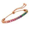 Pulseira de Zircônia Colorida Incrustada Amazon Cross-Border Mais Vendida Europeia e Americana para Mulheres Cheia de Diamantes Pedras de Cristal Strass Tennis Joias de Nascimento