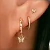 Conjunto de Pendientes con Cadena de Estrella y Luna y Borla Estilo Ins de Venta Caliente Transfronteriza Europea y Americana Pendientes de Moda Personalizados de Zirconia Estrella de Seis Puntas