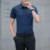 Camisa Blanca para Hombre de Manga Corta Sin Planchar Corte Ajustado con Pliegues Ropa de Trabajo Formal de Negocios Otoño Profesional Formal Camisa Larga para Hombre
