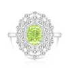 Anillo Real de Flor de Hielo de Piedra Preciosa Colorida Más Vendido en Transmisión en Vivo, Diamante de Alto Carbono Súper Brillante, Anillo Vintage con Forma de Huevo Electrochapado en Oro Real