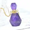 Fábrica Outlet Original Botella de Aceite Faceta de Diamante Piedra Natural Colgante de Aromaterapia Cristal Rosa Jade Botella de Perfume