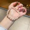 Pulsera de Cristal Blanco Calcedonia Natural Torre Amarilla Cristal Blanco Optimizado Lujo Accesible Pulsera de Cuentas de Cristal de Gama Alta Pulsera de Nicho para Mujeres