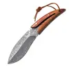 Cuchillo Recto Pequeño con Patrón de Damasco para Exteriores, Cuchillo de Mano Mongol para Cortar Carne, Cuchillo Táctico Multiusos para Acampar y Defensa Personal, Amazon