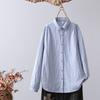 Camisa de manga larga a rayas de hilo de algodón de doble capa para mujer, de exportación, holgada, adelgazante, suave y agradable para la piel, para bebés.