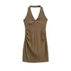 Vestido de tirantes profundo sin mangas, puramente seductor y sexy, para mujer, vestido corto bodycon de verano para mujer petite, adelgazante