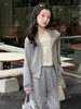 Conjunto Casual com Forro de Fleece para Meninas Outono Inverno 2026 Novo Estilo Jaqueta Estilosa com Gola de Pelo Calça de Perna Larga Conjunto de Duas Peças de Inverno