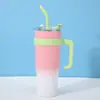 Taza Hielo Dopamina Degradado con Asa y Popote Acero Inoxidable 304 Termo para Coche Gran Capacidad Taza de Agua Venta al por Mayor