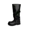 Hebilla de cinturón de moda estilo británico de 3.5 cm, botas de caballero, nuevo modelo otoño e invierno 2026, punta redonda, tacón grueso, botas largas hasta la rodilla