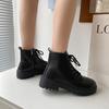 Otoño 2020 Nueva Llegada Negro Guapo Botas Martin Botas Cortas de Suela Gruesa para Mujer