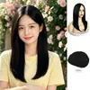 Peluca Sintética de Comercio Electrónico Categoría 2 para Mujer, Cabello Largo Negro Natural con Raya Media y Rizo Natural Hacia Adentro, Peluca de Fibra Sintética, en Stock
