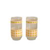 Vaso de Vidrio Amarillo a Cuadros Borde Ondulado para Agua, Leche, Jugo, Taza de Vidrio, Taza de Té de Vidrio de Borosilicato Alto Hecha a Mano